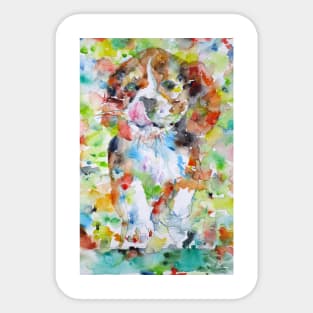 RUNNING BEAGLE PUPPY - watercolor portrait Sticker